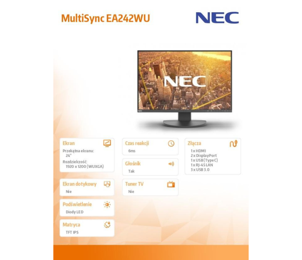 Nec MultiSync EA242WU czarny - 1048497 - zdjęcie 8